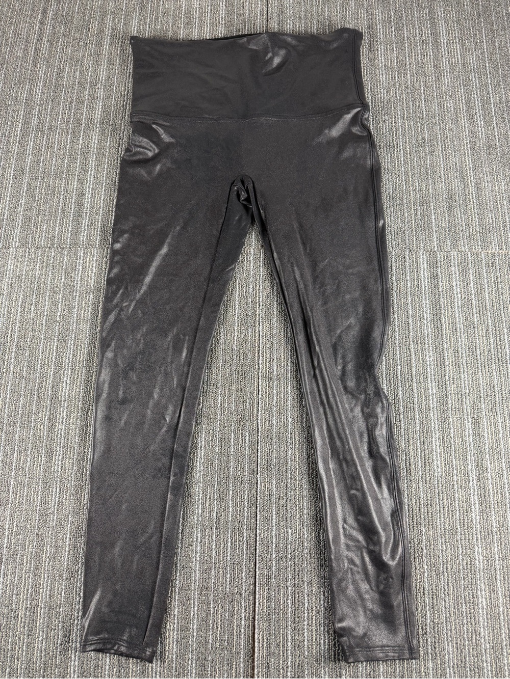 SPANX Faux Leather Black High-Waist Shine Leggings Size 1X